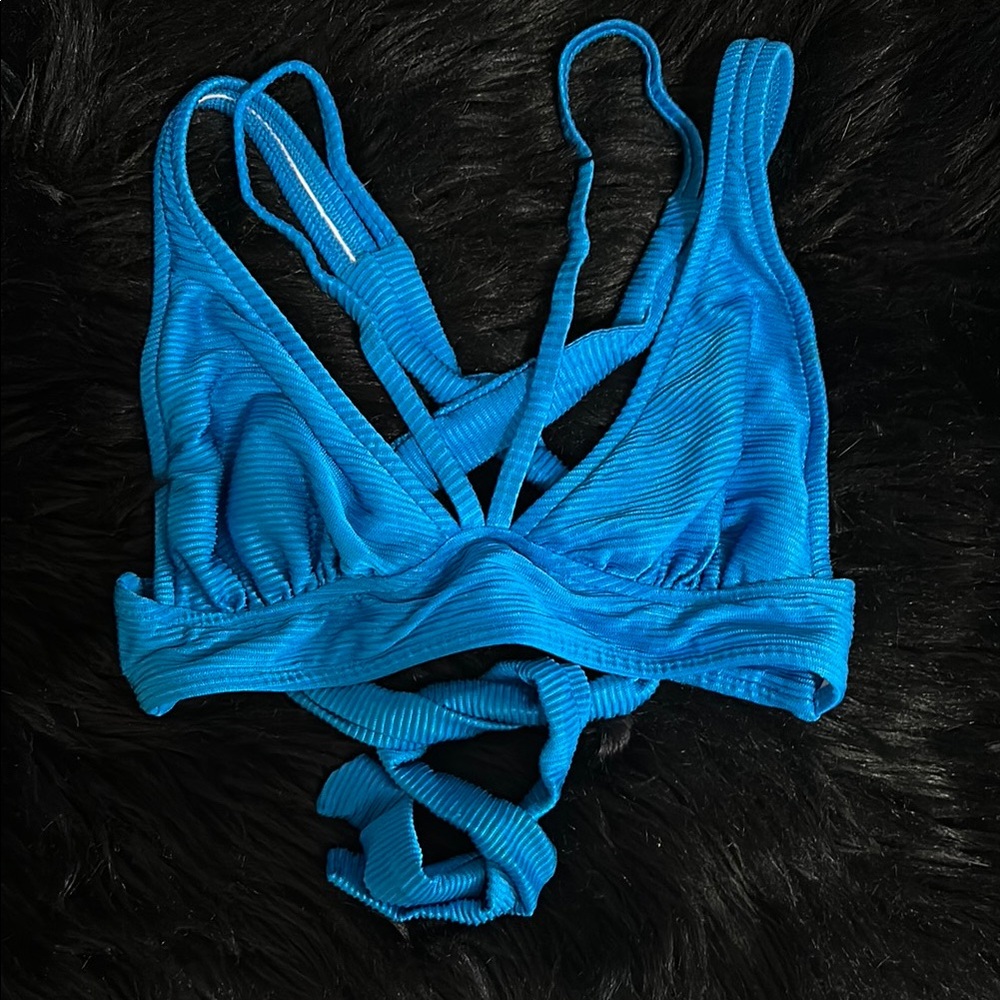 Venus Blue Strappy Bikini Top M